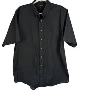 Cambridge Classics Wrinkle Free Broadcloth Button-Up Black Men Size 17 (L/XL)